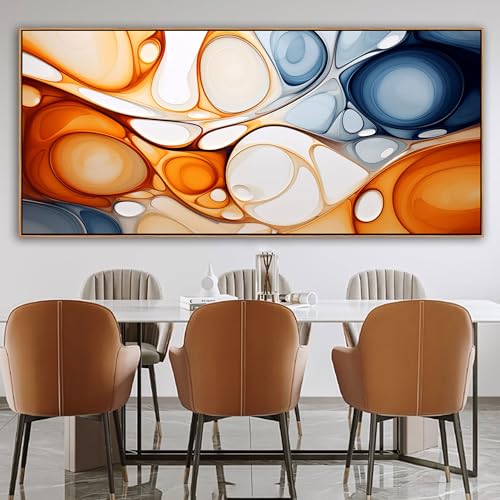 KLAKLA Orange Wall Art 86x39 Inches - Abstract Huge Canvas Picture Wall Decor Living Room Oversized Artwork for Walls Bedroom Office Decoration Modern Frame Wall Art - color: Colorful + Orange Frame, size: 86"L x 39"W