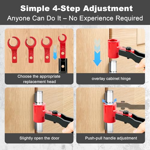 6 in 1 Door Hinge Adjustment Tool – Upgraded 0.39-0.98 inch Hinge Gap Adjusting Wrench Kit, Precision Door Hinge Repair Set for Eliminating Uneven Gaps & Noise (Red)