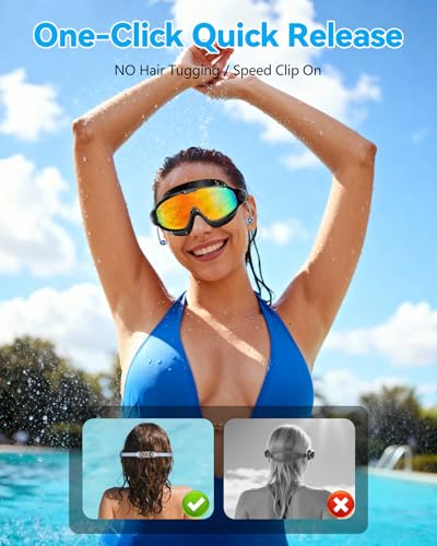 Aegend New Adult Wide View Swim Goggles, Anti-Fog/UV No Leak Swimming Goggles with Ear Plugs for Men & Women - color: Bright Orange & Aqua