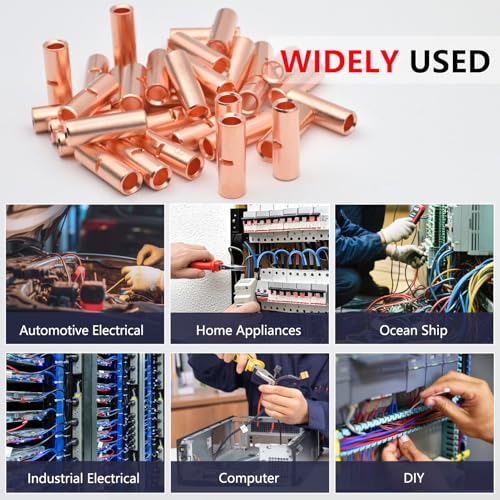 BAALA 20 PCS 8 Gauge Non-Insulated Butt Connectors Kit Bare Copper, 20PCS Seamless Barrel Crimp Butt Splice Connector Wire Connectors with 20PCS 3:1 Heat Shrink Tubes - color: Bare Copper