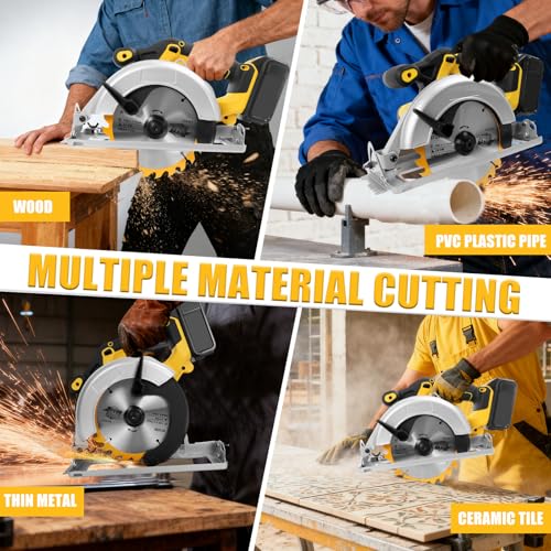 Cordless Circular Saw for Dewalt 20V Battery, Brushless Saws 6-1/2" Blade