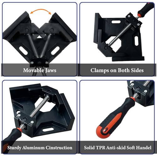 Corner Clamp 4pcs 90 Degree Right Angle Clamp - color: Black