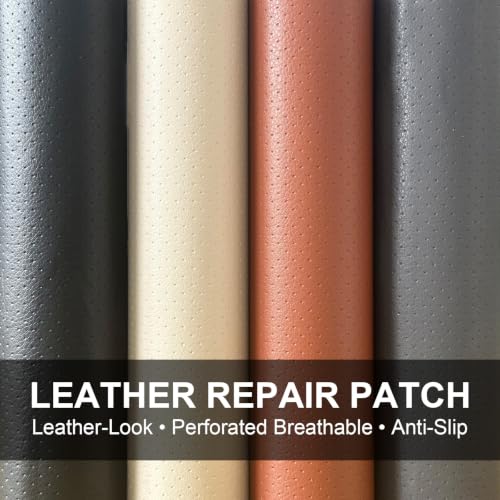 Qextce Perforated Leather Repair Patch Tape, Black, 8x100 Inch - color: Black, size: 8x100 inch