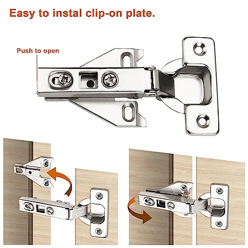 Probrico 1 Pair（2 Pack） Kitchen Cabinet Hinges for Face Frame Cabinet, Concealed Cabinet Hinges Brushed Nickel with Mounting Screws - size: 1 Pair