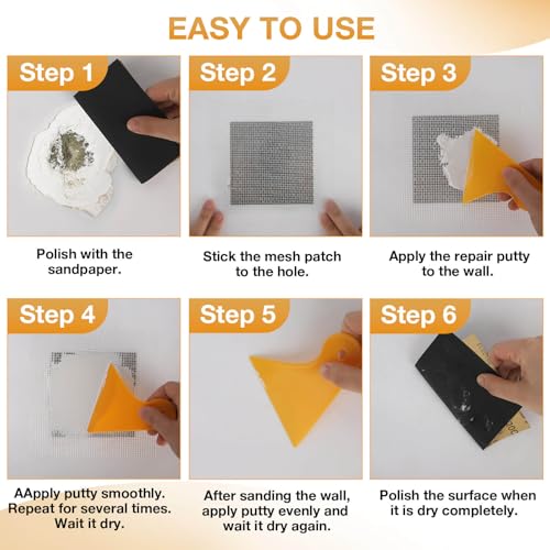 Drywall Repair Kit – 12-Piece All-in-One Spackle Wall Patch Kit for Holes, Cracks, and Dents – Includes Mesh Tape, Spackling Compound & Sanding Sponge