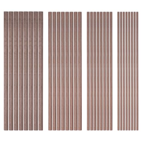 32 Pcs Walnut Dowel Rods 4 Size Unfinished Round Hardwood Sticks 6 Inch Long Dowel Rods 3/4/5/6mm Wood Sticks for Building Model Macrame DIY Craft - Coconut Brown