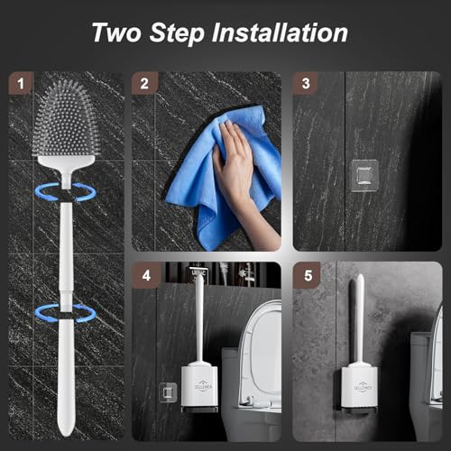Sellemer Silicone Toilet Brush, Ventilation Slots Holder 1 Pack Pearl White - color: Pearl White-1pcs