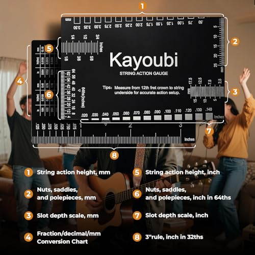Kayoubi String Action Gauge, Height Ruler, Guitar Bass Luthier Setup Tool