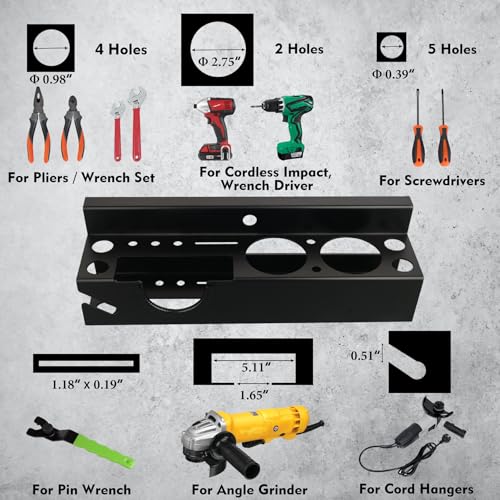 MUTUACTOR Power Tool Organizer,Heavy Duty Drill Driver Angle Grinder Holder,Quick Access Impact Drill Holder Tool Rack Utility for Rolling Tools Chest Utility Storage Carts - style: Drill Driver Angle Grinder Holder