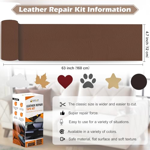 Leather Repair Tape, 4.7x63 inch, Green, Fine Grain, Self-Adhesive, Water-Resistant, Strong Adhesion, For Furniture, Leather, Vinyl - color: Green-Fine Grain, size: 4.7x63 inch