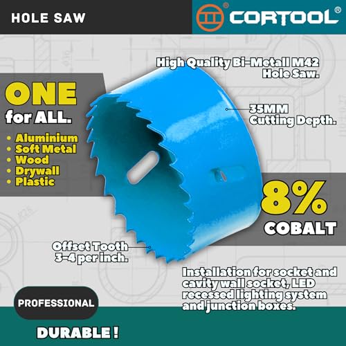 2 Inch Hole Saw with Arbor for Metal and Wood Cutting, Bi-Metal Hole Cutter, 2" Hole Saw Kit for Drywall, Wood, PVC Boards, Fiberglass and Vent Pipes - style: 2"（51mm）