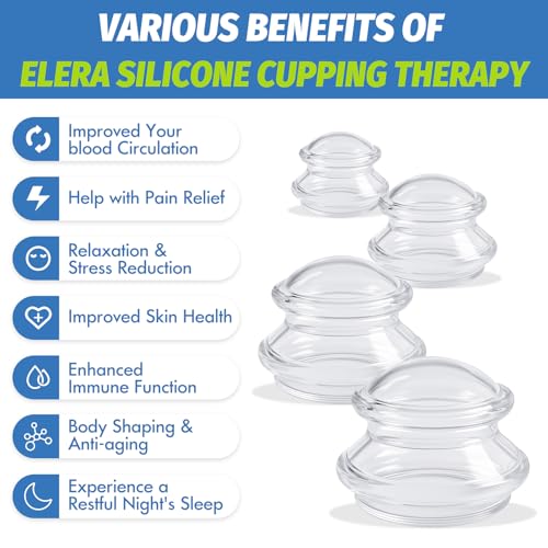 ELERA Silicone Cupping Therapy Set – Transparent Massage Cups in 4 Sizes (XL, L, M, S) for Body Relaxation, Cellulite & Home Wellness (Gourd Shape 4-Pack) - style: 4 Cups (XL L M S size)