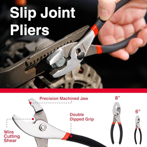 7 Piece Professional Pliers Set With Long Nose, Linesman, Water Pump, Slip Joint And Diagonal Cutting Pliers, Heavy Duty Hand Tool Set For Electrical Work, Home DIY And Automotive Repair - size: 7pc