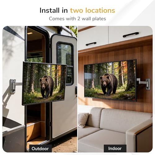 Mount-It! Lockable RV TV Mount for Camper, Trailer, Motorhome, Truck & Boat, Full Motion, Quick Release, Rust-Resistant Aluminum, Dual Wall Plates for Indoor & Outdoor, 19-43 TVs, 33 lbs, VESA 200x200