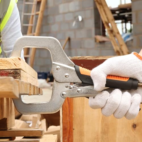 SEUNMUK 6 Inch C Clamp Locking Pliers, 4 Pack Heavy Duty Vise Grip Welding Clamps with Swivel Pads, Adjustable Face Clamp for Woodworking, Home, Electrician Maintenance, Pocket Hole Joinery - size: 4 Pack 6 Inch