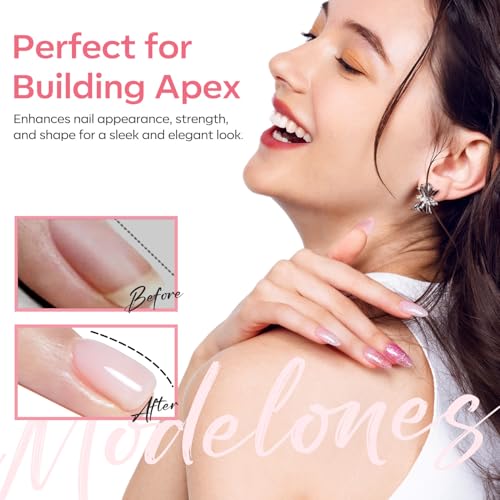 modelones Milky Pink Builder Nail Gel Rubber Base Coat Soap Nails - color: Rubber Base Coat Milky Pink