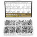 242 Pieces #6-32x 3/16", 1/4", 5/16", 3/8", 1/2", 5/8", 3/4", 1", Phillips Pan Head Machine Screws Nuts Washers Assortment Kit, 304 Stainless Steel, Fully Machine Thread - size: #6-32