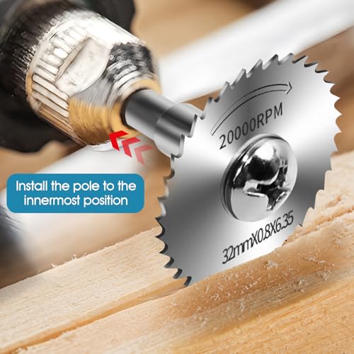 9Pcs 1/4" Hex Shank Rotary Saw Blades Cutting Wheel Set | 6 sizes metal cutting discs, 2pcs 1/4" hex mandrels & 1 screwdriver, cuts wood, plastic, metal for rotary drill tools - color: silver