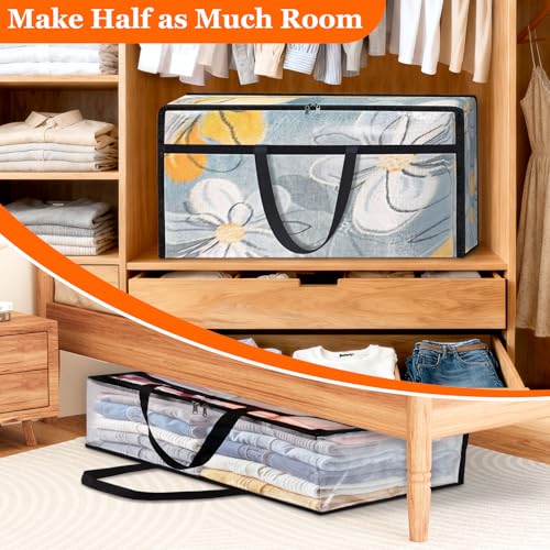 TasticTotes 6 Pack Clear Storage Bags for Comforter, 90L Long - size: 90L(39"*7"*20")