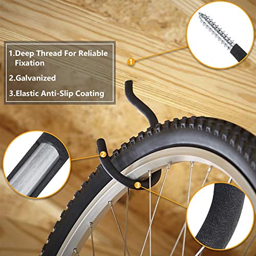 KURUI Large Heavy Duty Screw Hooks for Hanging Plants, Outdoor String Lights, Bike, 8 Pack Ceiling Hooks for Garage Organization and Storage, Black No Drill Wall Hangers - size: 5.7 Inch