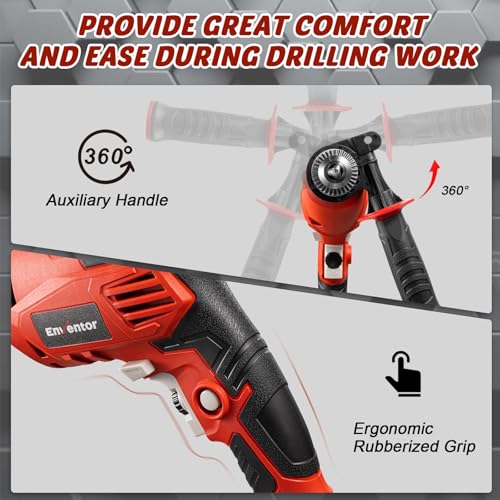 Enventor Hammer Drill with 9 Bits, Variable Speed, 900W, 1/2" Chuck, Corded