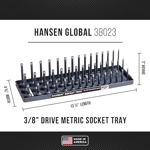 Hansen Global 92003 SAE & Metric, 3-Row Socket Tray Set - 4-Pieces, Red & Grey - color: RED & GREY, 4 pack