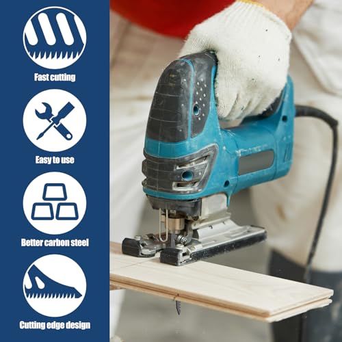 T142HB T-Shank Jigsaw Blades 10-Pack, 112mm 11TPI High Carbon Steel Jig Saw Blade for Flush Cut & Deep Wood Cutting, Compatible with Bosch, Dewalt,