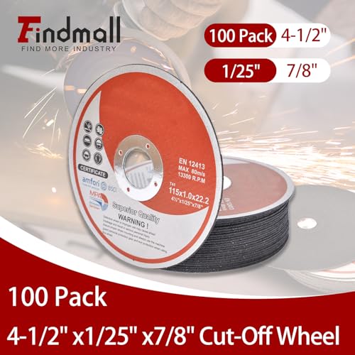 Cut Off Wheels 100 Pack 4-1/2 x 1/25 x 7/8 Inch Metal and Stainless Steel Cutting Discs for Angle Grinders - size: 100pcs 4-1/2"*0.040"*7/8"
