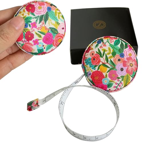 Tape Measure for Body Measuring Fabric Sewing Tailor Ruler Flexible Soft Pocket Small Mini Body Measurement Cloth Measuring Tape 60 Inch Premium Leather Retractable Tape Measure - color: Flower 1 pack