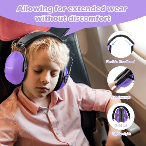 ProCase Noise Cancelling Headphones for Kids/Toddlers SNR 27dB Ear Muffs - color: Purple