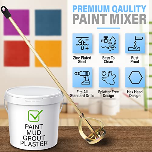 Paint Mixer for Drill, 1-5 Gallon Bucket, Paint Stirrer for Drill | Zinc Plated, Rust-Free & Easy to Clean, Fits All Standard Drills - For Mixing Paint, Resin, Epoxy & Concrete (Small Head) - size: 5 Gallon (Small Head)