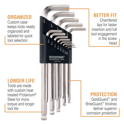 Bondhus 20399 Ball End L-Wrench DoublePK w/BriteGuard & GoldGuard Finish