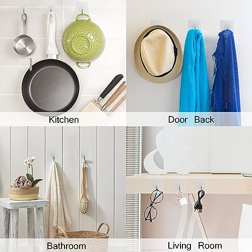 DKHDBD Adhesive Hooks 32 Pack 33lb Transparent Reusable Removable