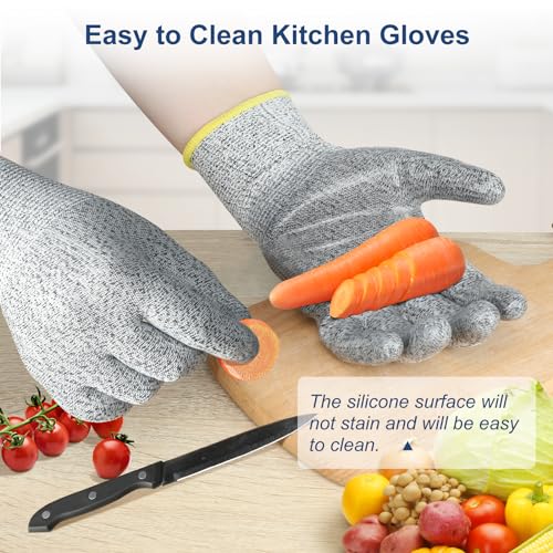 Dowellife Level 5 Cut Resistant Gloves with Silicone Coating Food Grade - size: Medium (Pack of 1), style: Silicone Coated
