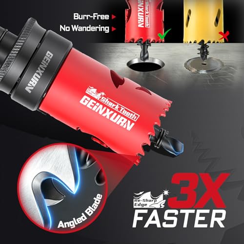 Geinxurn 1-1/4 Inch(32mm) Hole Saw, 2PCS HSS Bi-Metal Hole Saw Kit with Shark Tooth Hole Cutter for Wood,Drywall, PVC Boards and Thin Metal - color: 2 PCS 1-1/4"