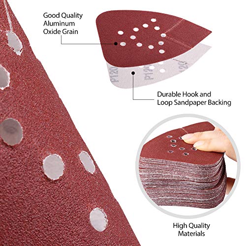 LotFancy Sanding Pads for Black and Decker Mouse Sanders, 120 Grit 12 Hole, 50PCS, Palm Detail Sander Sandpaper, Hook and Loop Sanding Sheets Sand Paper - size: 120 Grit