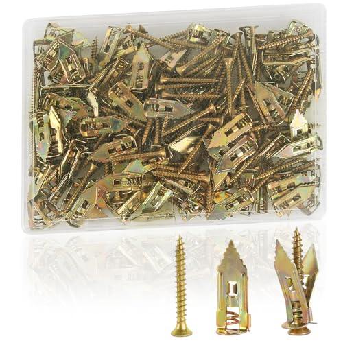 UMLIFE 200 Pcs Self Drilling Drywall Anchors with Screws Kit,100PCS Sheetrock Anchors (0.47X1.18inch) and 100 PCS Screws for TV, Shelf, Decor, Picture Frame Wall Mounting