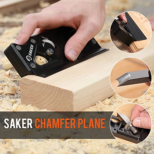Saker Chamfer Plane-Woodworking Edge Corner Flattening Tool with Auxiliary Locator,Hand Chamfering Planer Suitable for Quick Edge Trimming of Wood (upgrade -1 Cutter Head, Black) - size: upgrade - 1 Cutter Head