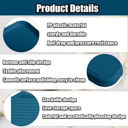 Plastic Serving Trays, 12 Pack Cafeteria Trays Plastic Fast Food Tray for DIY Projects, Painting, Beads, Organizing Supply, 9.4 X 6.7 X 0.6 Inches (Dark Blue) - color: Dark Blue