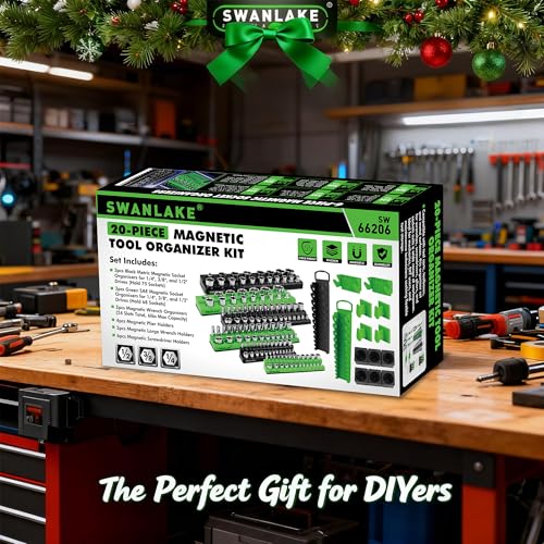 20-Piece Magnetic Tool Organizer Set, 1/4", 3/8", 1/2" SAE & Metric Socket Organizers, 2 Large Wrench Holders, 24-Slot Wrench Rails, Plier and Screwdriver Wall Mount Storage - style: 20PCS Multi-Function Set