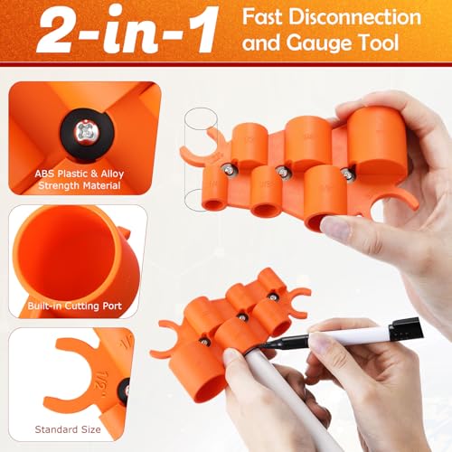 Relaxweex 3 Pcs Pipe Deburring Tool Set, 1/4'' to 1'' Depth Gauge and 2 Pcs 1/8'' to 1-5/8'' Inner Outer Reamer for PEX PVC CPV Copper Tubing Plumbing Chamfer Tools for Push to Connect Fittings