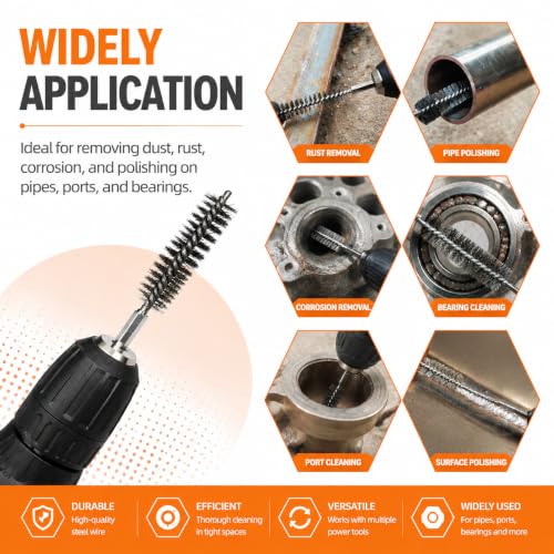 18pcs Wire Bore Brush for Drill Stainless Steel Wire Brush Drill Attachment - size: Stainless Steel