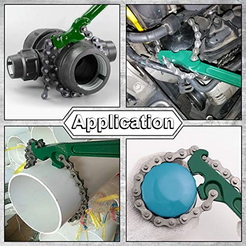 15 Inch Heavy-Duty Ratcheting Chain Wrench Reversible Oil Filter Tool Pipe Fittings Tools Fit Max 8 Inch Diameter - color: 15" Chain Wrench