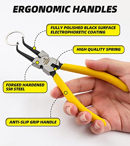 7-Inch Snap Ring Pliers Set Heavy Duty Internal/External Circlip Pliers Kit with Straight/Bent Jaw CR-V Steel for Ring Remover Retaining C Clip Pliers with Storage Bag 4-piece