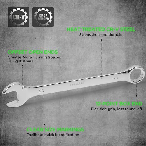 SWANLAKE 15-Piece Metric Combination Wrench Set, 12-Point Max Torque Open End Wrench Set, Cr-V Steel Wrenches 8, 9, 10, 11, 12, 13, 14, 15, 16, 17, 18, 19, 20, 21, 22mm with Storage Rack - style: 15pcs Metric Combination