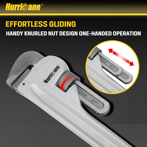 HURRICANE Aluminum Pipe Wrench, 36 Inch, Heavy Duty Adjustable Plumbing Tool, Steel Jaws, Lightweight Construction, 2-4.5 Inch Grip Range - size: 36 Inch