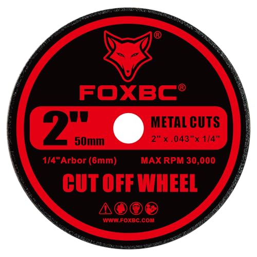 FOXBC 2 Inch Metal Cut Off Wheels for Die Grinder, 2" x .04" x 1/4", Cutting for Metal, Stainless Steel, Plastic - 100 Pack