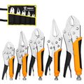 DEKOPRO 5-Piece Locking Pliers Set,Vice Grips Pliers Set with Cr-V,5"/7"/10" Curved Jaw Plier, 6.5"/9.5" Long Nose Plier