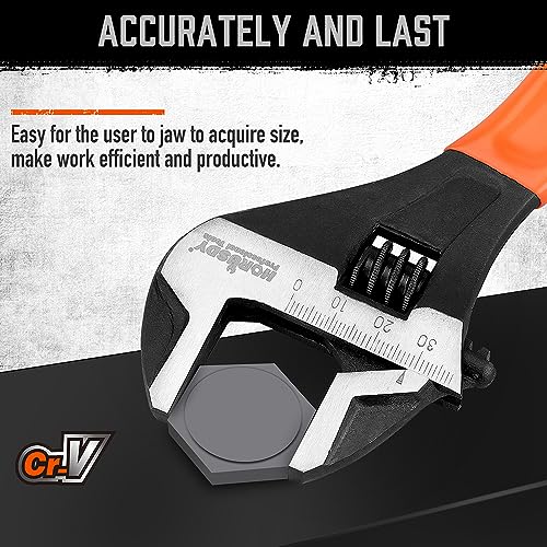HORUSDY Adjustable Wrench Set | 2-Piece | 6-Inch and 10-Inch Wrenches | Metric & SAE Scales | Cushion Grip Wrench | Cr-V Steel - style: 2PC Wide Jaw Set (6" 10")