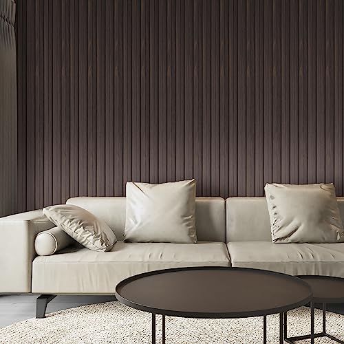 Art3d 96 x 6 Inch WPC Wood Diffuser Slat Wall Panel, 8-Pack, Black Walnut - color: Walnut, size: 96*6